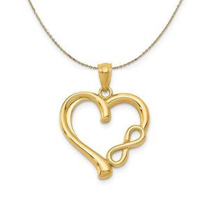 14k Yellow Gold Small Infinity Heart Necklace - 16 Inch